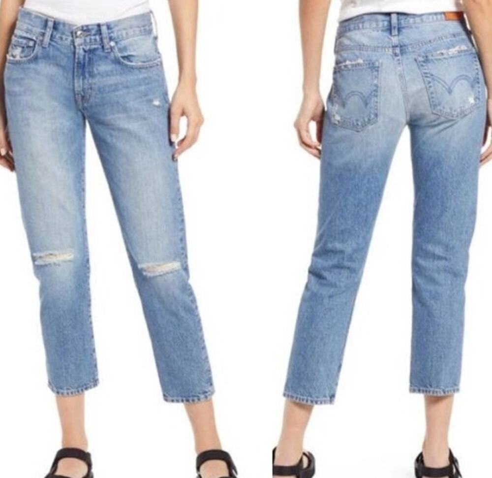 Edwin Womens Kali Ankle Straight Leg Jeans - Quest Light Wash - Size 26 - $218